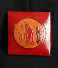 Handmade Expandable Leather Coin for Purse Wallet Embossed Design Penguin