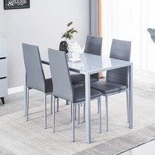 4x Grey Faux Leather Dining