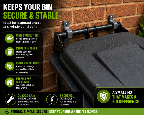Wheelie bin holder retention - bin,