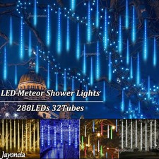 288 LED Meteor Shower Fairy Lights Rain Fall Icicle Connectable Xmas Lamps Tree