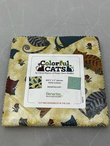 Benartex colorful cats charm - benartex,