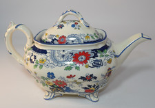Coalport Kings Ware Canton Blue Edge 1 1/4 Pint Teapot c1920s VGC