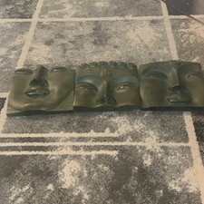 3 Face Masks Square Green Wall Decorations