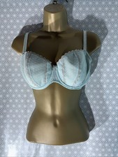 Womens M&S Per Una Uk 38C Aqua Blue Lace Padded Underwired Casual Balcony Bra