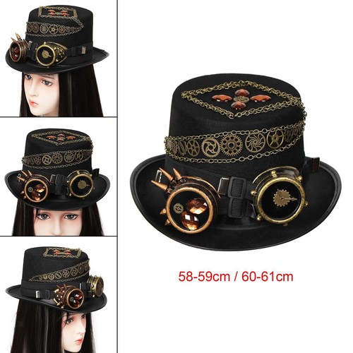Steampunk top hat - top, black