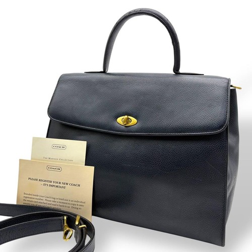 Coach navy leather - leather, turn