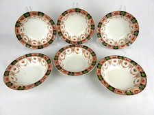 ⭐ Sydney Coronation Ware England Six Soup Bowls c. 1937 + FREE SERVING BOWL