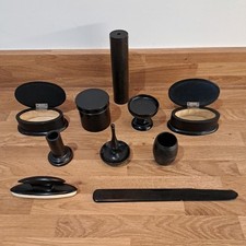 10 X Antique c1900 Ebony Wood Items Inc Pair Oval Boxes, Barrel, kaleidoscope 