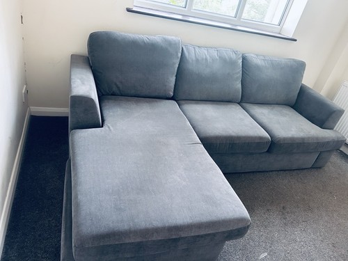Grey solid fabric chaise - solid,