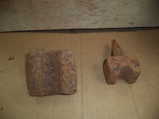 Antique Blacksmiths Bottom Swage tool Hardie Hardy Hole Stake X 2 Rusty Vintage