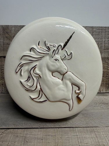 Vintage ceramic unicorn round - vintage,