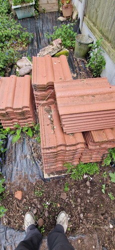 Red concrete roof tiles - concrete,