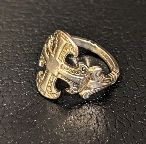 Vintage cross spoon ring - cross,