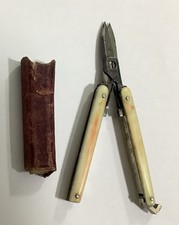 Antique Miniature Folding Pocket Travel Scissors in Original Case