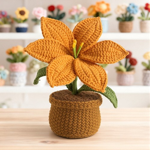 Hand knitted lily - hand,