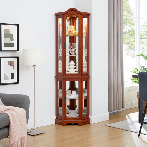 Lighted curio wooden - lighted, corner