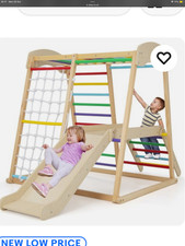 6-in-1 Indoor Jungle Gym Climbing Toy Kids Wooden Playground Climber Playset