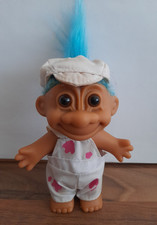 Vintage 1990's RUSS Troll PAINTER DECORATOR Toy Figure - 4.5" LIGHT BLUE HAIR