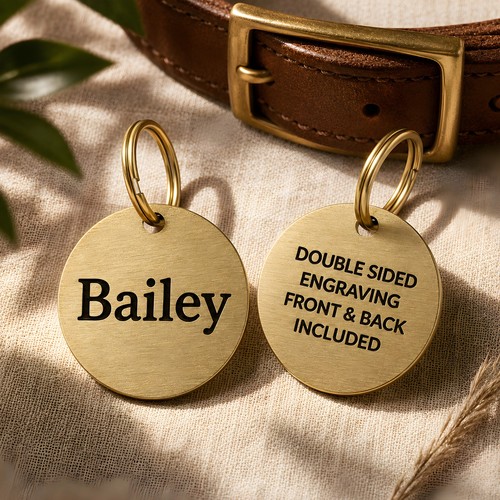 Personalised brass dog - dog, tag