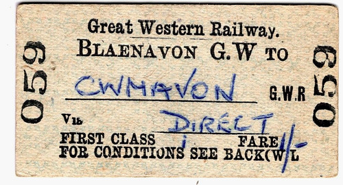 Railway ticket w - railway, g.w.r