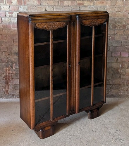 Vintage oak art deco - deco, glazed