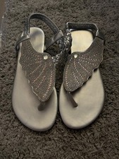 Ladies silver sparkle toe post strappy back sandals size 6