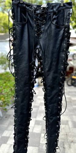 Lace leather pants - up, trousers