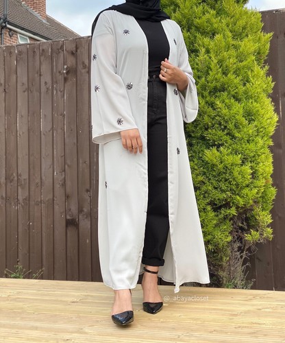 Open abaya dubai style grey - open,
