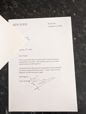 Ken Dodd Signature on Letter 