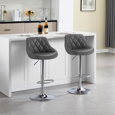 Bar Stools Set of 2 Adjustable Height Swivel PU Leather Bar Chairs with Footrest