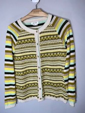 White stuff lulu cardigan fairisle knit chartreuse green size 10