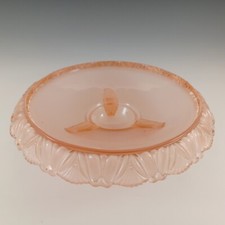Walther Art Deco Frosted Pink Glass Pelikan Centrepiece Bowl
