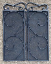 Small Ornate 3 Panel Black Folding Fireguard Fire Screen Scrolls