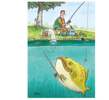 Birthday Card Fishing Funny Fisherman Fish. Happy Birthday Fishing Card.