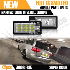 2x White AUDI NUMBER PLATE 18