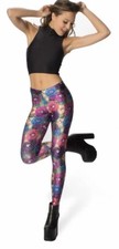 BLACK MILK Leggings Size XS Multicoloured Peeking Peonies Elastic Waist Casual
