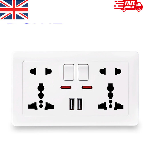 Double 13a wall plug - double, 2