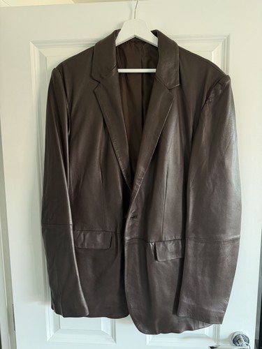 Zara men leather jacket brown - leather,