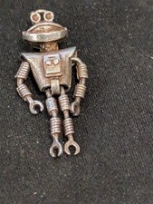 Vintage 70s Sterling Silver Smash Articulated Martian Charm Cadbury Charm