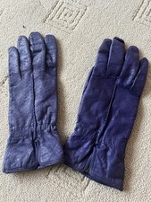 Ladies Vintage Leather Gloves In Purple Size 6.5