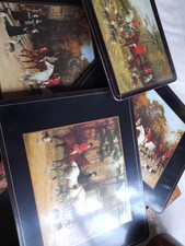 Pimpernel Placemats Horse Riding Scene BlackSet of 3 , 2 Large Cork Backed 