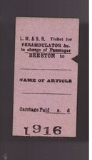 London Midland & Scottish Railway Ticket - Beeston Station Ticket - Perambulator