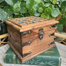 Vintage Wooden Storage Box Metal Rustic Details Apothecary Made In India