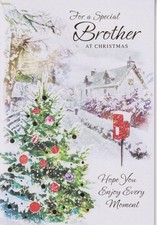 BROTHER CHRISTMAS GREETING CARD 7"X5" WINTER SCENE