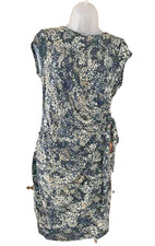 Tu Dress 14 Black & Small Floral Print Faux Wrap Aline Cap Sleeve Party Occasion