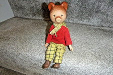 RUPERT THE BEAR 1970'S BY FLAIR, PLASTIC FIGURINE,  ARTICULATING LIMBS 8 INCHES.