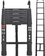 Aluminum Telescoping Ladder Portable Extension Hook Folding Anti-Slip Loft 2.6M