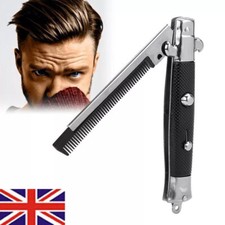 Comb Pocket Hair Brush Automatic Pocket Folding Flick Comb For Beard Mustache UK