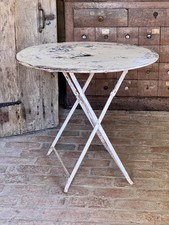 Vintage French Large Round Bistro Garden Metal Folding Table