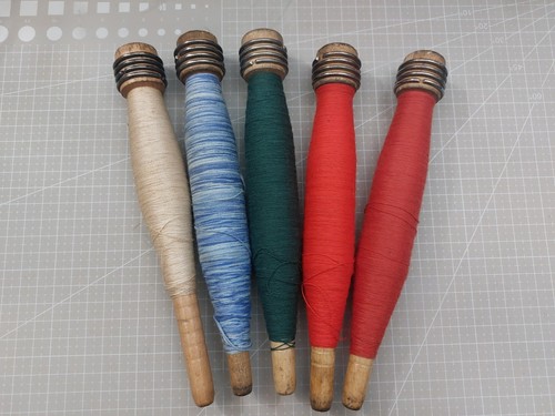 Lot vtg wooden yarn textile - yarn,